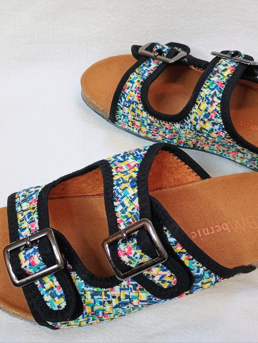 Multicolor Woven Sandals 6.5 Bernie Mev Slide On Flat Woven Elastic New